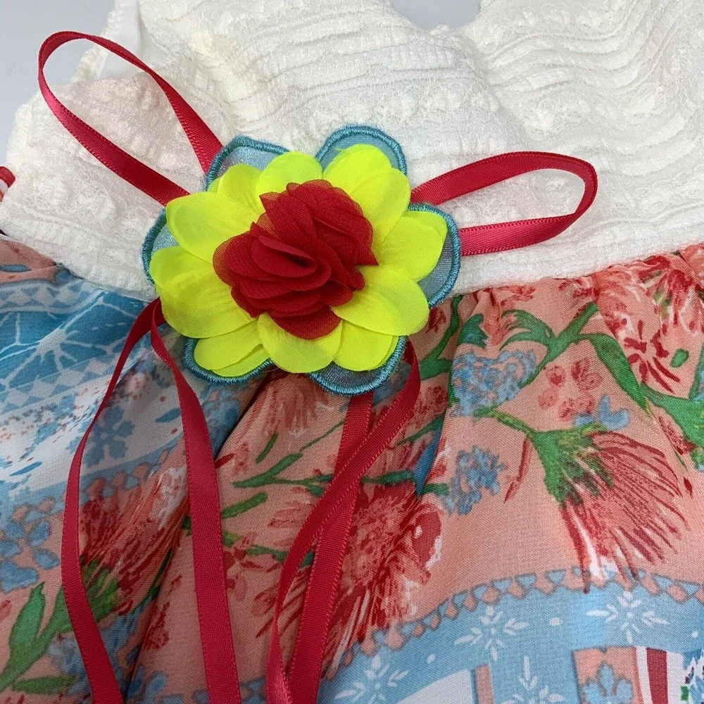 RARE EDITIONS Girl's Country Sleeveless Sun‎ Dress Size 2T Flower Bow Tie Back